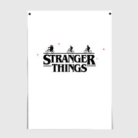 Постер с принтом STRANGER THINGS в Тюмени, 100% бумага
 | бумага, плотность 150 мг. Матовая, но за счет высокого коэффициента гладкости имеет небольшой блеск и дает на свету блики, но в отличии от глянцевой бумаги не покрыта лаком | netflix | stranger things | trend | арт | герой | загадочные события | кино | лого | надпись | наука | нетфликс | очень странные дела | парню | персонаж | прикольная | ребенку | сериал | тренд | фантастика