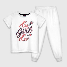 Детская пижама хлопок с принтом Go Girl Go в Тюмени, 100% хлопок |  брюки и футболка прямого кроя, без карманов, на брюках мягкая резинка на поясе и по низу штанин
 | 8 марта | fem | feminism | feminist | девочки | девушки | женщины | феминизм | феминист | фемистка