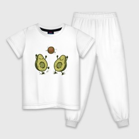 Детская пижама хлопок с принтом Авокадик в Тюмени, 100% хлопок |  брюки и футболка прямого кроя, без карманов, на брюках мягкая резинка на поясе и по низу штанин
 | Тематика изображения на принте: avocado | vegan | vegetarian | авокадо | веган | вегетарианство