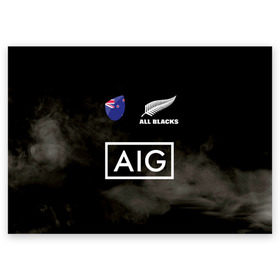 Поздравительная открытка с принтом ALL BLACKS в Тюмени, 100% бумага | плотность бумаги 280 г/м2, матовая, на обратной стороне линовка и место для марки
 | all blacks | new zealandd | rugby | новая зеландия | олл блэкс | регби | хака