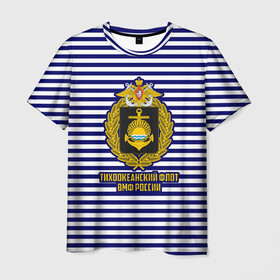 Мужская футболка 3D с принтом Тихоокеанский флот ВМФ России в Тюмени, 100% полиэфир | прямой крой, круглый вырез горловины, длина до линии бедер | 23 февраля | army | армейка | армия | бф | вмс | вмф | военно | войска | герб | дкбф | знак | каспийская флотилия | лого | мичман | море | морпех | морская | морские | морской | моряк | орел | пехота | подводник