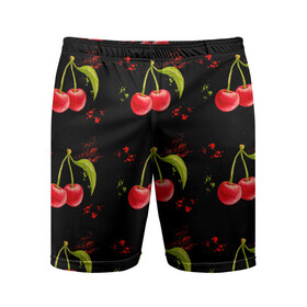 Мужские шорты спортивные с принтом Вишенки в Тюмени,  |  | брызги | вишня | красный | сочно | ягода