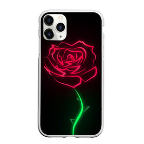 Чехол для iPhone 11 Pro Max матовый с принтом Неоновая роза в Тюмени, Силикон |  | 8 марта | neon | rose | неон | роза