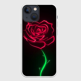 Чехол для iPhone 13 mini с принтом Неоновая роза в Тюмени,  |  | 8 марта | neon | rose | неон | роза