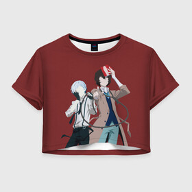 Женская футболка Crop-top 3D с принтом Atsushi Nakajima & Osamu Dazai в Тюмени, 100% полиэстер | круглая горловина, длина футболки до линии талии, рукава с отворотами | Тематика изображения на принте: atsushi | bungou | dazai | dogs | nakajima | osamu | stray | атсуши | ацуси | ацуши | бродячие псы | бродячих | дазай | литературные гении | накаджима | накадзима | осаму | проза | псов