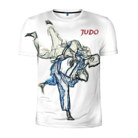 Мужская футболка 3D спортивная с принтом Борьба Дзюдо в Тюмени, 100% полиэстер с улучшенными характеристиками | приталенный силуэт, круглая горловина, широкие плечи, сужается к линии бедра | 23 февраля | judo | sport | борьба | дзюдо | единоборства | спорт