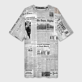 Платье-футболка 3D с принтом Газета Newspaper в Тюмени,  |  | america | americans | chicago | new york times | newspaper | newspapers | tribune | wahintgon post | американские | газета | газетная | газеты | из газет | модная | модный | сша | трибьют