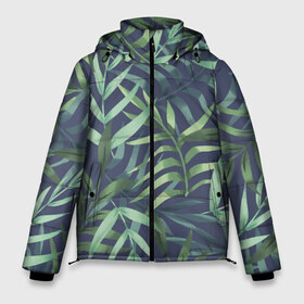 Мужская зимняя куртка 3D с принтом Арт из джунглей в Тюмени, верх — 100% полиэстер; подкладка — 100% полиэстер; утеплитель — 100% полиэстер | длина ниже бедра, свободный силуэт Оверсайз. Есть воротник-стойка, отстегивающийся капюшон и ветрозащитная планка. 

Боковые карманы с листочкой на кнопках и внутренний карман на молнии. | Тематика изображения на принте: арт | джунгли | кусты | лист | листья | папоротник | папоротники | природа