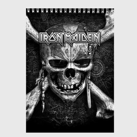 Скетчбук с принтом Iron Maiden в Тюмени, 100% бумага
 | 48 листов, плотность листов — 100 г/м2, плотность картонной обложки — 250 г/м2. Листы скреплены сверху удобной пружинной спиралью | 80s | hardrock | heavy | iron | maiden | metal | pop | steve harris | the final frontier | uk | айрон | бас | британия | брюс дикинсон | гитара | группа | железная дева | метал | мэйден | нико макбрэйн | рок | стив харрис | хеви