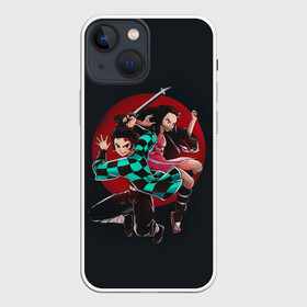 Чехол для iPhone 13 mini с принтом Тандзиро и Незуко Камадо в Тюмени,  |  | demon slayer | demon slayer: kimetsu no yaiba | kimetsu | kimetsu no yaiba | nezuko | shinobu | slayer | tanjiro | клинок рассекающий демонов | незуко | танджиро | шинобу кочо