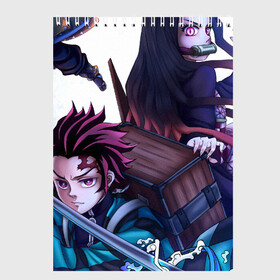 Скетчбук с принтом KIMETSU NO YAIBA в Тюмени, 100% бумага
 | 48 листов, плотность листов — 100 г/м2, плотность картонной обложки — 250 г/м2. Листы скреплены сверху удобной пружинной спиралью | demon slayer | demon slayer: kimetsu no yaiba | kimetsu | kimetsu no yaiba | nezuko | shinobu | slayer | tanjiro | клинок рассекающий демонов | незуко | танджиро | шинобу кочо