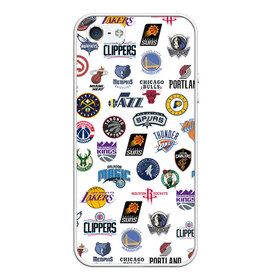 Чехол для iPhone 5/5S матовый с принтом NBA Pattern в Тюмени, Силикон | Область печати: задняя сторона чехла, без боковых панелей | Тематика изображения на принте: basketball | boston celtics | brooklyn nets | nba | new york knicks | philadel | toronto raptors | баскетбол | бостон селтикс | бруклин нетс | нба | нью йорк никс | спорт | торонто рэпторс | филадельфия 76ерс