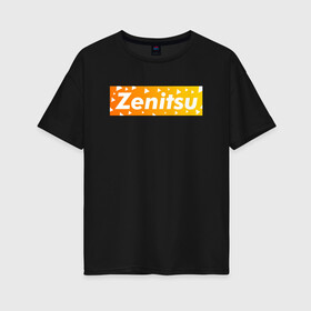Женская футболка хлопок Oversize с принтом ZENITSU в Тюмени, 100% хлопок | свободный крой, круглый ворот, спущенный рукав, длина до линии бедер
 | demon slayer | kimetsu no yaiba | nezuko | shinobu | slayer | tanjiro | zenitsu | гию томиока | зенитцу | иноске хашибира | клинок рассекающий демонов | незуко | танджиро | шинобу кочо