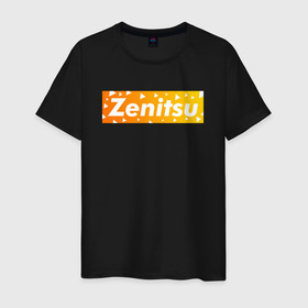Мужская футболка хлопок с принтом ZENITSU  в Тюмени, 100% хлопок | прямой крой, круглый вырез горловины, длина до линии бедер, слегка спущенное плечо. | Тематика изображения на принте: demon slayer | kimetsu no yaiba | nezuko | shinobu | slayer | tanjiro | zenitsu | гию томиока | зенитцу | иноске хашибира | клинок рассекающий демонов | незуко | танджиро | шинобу кочо