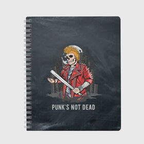 Тетрадь с принтом Punk’s Not Dead в Тюмени, 100% бумага | 48 листов, плотность листов — 60 г/м2, плотность картонной обложки — 250 г/м2. Листы скреплены сбоку удобной пружинной спиралью. Уголки страниц и обложки скругленные. Цвет линий — светло-серый
 | punk | punks | punk’s not dead | rock | rocker | метал | металл | панк | панки | рок | рокер | тяжелая музыка