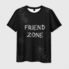 Мужская футболка 3D с принтом FRIEND ZONE в Тюмени, 100% полиэфир | прямой крой, круглый вырез горловины, длина до линии бедер | friend | zone | белая | девушка | девушке | другу | друзья | звезды | зона | любимой | люблю | минимализм | надпись | не | отношения | парень | парню | подарок | подруге | подружке | просто | только | френд