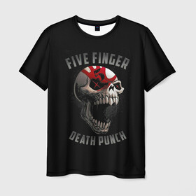 Мужская футболка 3D с принтом Five Finger Death Punch в Тюмени, 100% полиэфир | прямой крой, круглый вырез горловины, длина до линии бедер | 5fdp | death | ffdp | finger | five | five finger death punch | punch | грув метал