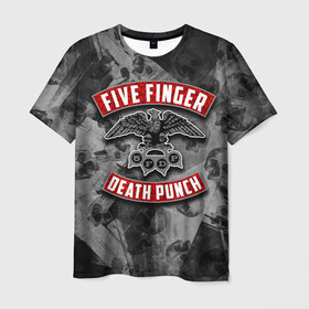 Мужская футболка 3D с принтом Five Finger Death Punch в Тюмени, 100% полиэфир | прямой крой, круглый вырез горловины, длина до линии бедер | 5fdp | death | ffdp | finger | five | five finger death punch | punch | грув метал