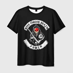 Мужская футболка 3D с принтом Five Finger Death Punch в Тюмени, 100% полиэфир | прямой крой, круглый вырез горловины, длина до линии бедер | Тематика изображения на принте: 5fdp | death | ffdp | finger | five | five finger death punch | punch | грув метал