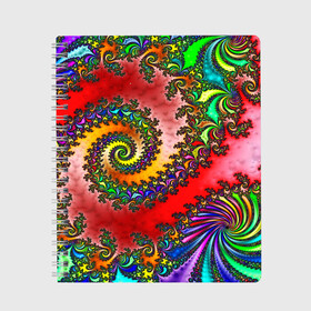 Тетрадь с принтом ФРАКТАЛЬНЫЙ УЗОР в Тюмени, 100% бумага | 48 листов, плотность листов — 60 г/м2, плотность картонной обложки — 250 г/м2. Листы скреплены сбоку удобной пружинной спиралью. Уголки страниц и обложки скругленные. Цвет линий — светло-серый
 | Тематика изображения на принте: abstract | abstraction | color | fractal | geometry | paitnt | polygon | polygonal | psy | абстракция | геометрия | краски | неоновые | полигоны | психоделика | фрактал