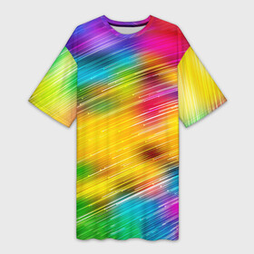 Платье-футболка 3D с принтом Радужный звездопад в Тюмени,  |  | abstract | background | patter | абстракт | абстрактный | звездопад | паттерн | простой | радуга | радужный | текстура | текстуры | фон | цветной | яркий
