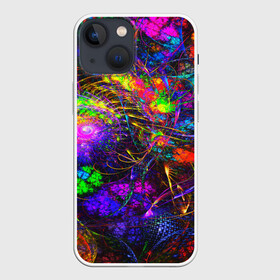 Чехол для iPhone 13 mini с принтом НЕОНОВЫЕ КРАСКИ в Тюмени,  |  | abstract | abstraction | color | fractal | geometry | paitnt | polygon | polygonal | psy | абстракция | геометрия | краски | неоновые | полигоны | психоделика | фрактал