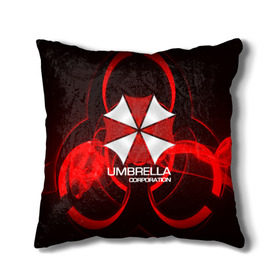 Подушка 3D с принтом Umbrella Corp в Тюмени, наволочка – 100% полиэстер, наполнитель – холлофайбер (легкий наполнитель, не вызывает аллергию). | состоит из подушки и наволочки. Наволочка на молнии, легко снимается для стирки | biohazard | biohazard 7 | crocodile | fang | game | hand | monster | new umbrella | resident evil | resident evil 7 | umbrella | umbrella corp | umbrella corporation | zombie | обитель
