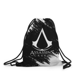 Рюкзак-мешок 3D с принтом ASSASSIN`S CREED | АССАССИНС КРИД (Z) в Тюмени, 100% полиэстер | плотность ткани — 200 г/м2, размер — 35 х 45 см; лямки — толстые шнурки, застежка на шнуровке, без карманов и подкладки | Тематика изображения на принте: slayer | асасин | ассасин крид | ассассин | тамплиеры