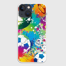 Чехол для iPhone 13 mini с принтом Football Paints в Тюмени,  |  | art | ball | football | paint | spray | texture | арт | брызги | краски | мяч | текстура | футбол