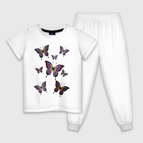 Детская пижама хлопок с принтом Бабочки в Тюмени, 100% хлопок |  брюки и футболка прямого кроя, без карманов, на брюках мягкая резинка на поясе и по низу штанин
 | бабочка | весна | девушкам | красота | лето | мотылек | разноцветная бабочка | цветная