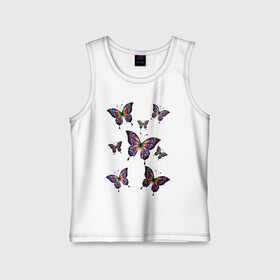 Детская майка хлопок с принтом Бабочки в Тюмени,  |  | бабочка | весна | девушкам | красота | лето | мотылек | разноцветная бабочка | цветная