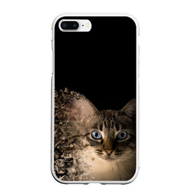 Чехол для iPhone 7Plus/8 Plus матовый с принтом Disintegrating Cat в Тюмени, Силикон | Область печати: задняя сторона чехла, без боковых панелей | cat | азулес | атомный кот | голубоглазая кошка | голубоглазый кот | голубоглазый котик | кот | кот к | кот распадающийся на атомы | кот с голубыми глазами | котик | котэ | кошак | кошачий портрет