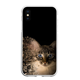 Чехол для iPhone XS Max матовый с принтом Disintegrating Cat в Тюмени, Силикон | Область печати: задняя сторона чехла, без боковых панелей | cat | азулес | атомный кот | голубоглазая кошка | голубоглазый кот | голубоглазый котик | кот | кот к | кот распадающийся на атомы | кот с голубыми глазами | котик | котэ | кошак | кошачий портрет