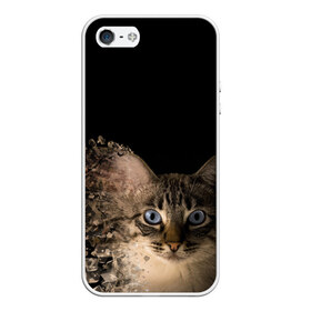 Чехол для iPhone 5/5S матовый с принтом Disintegrating Cat в Тюмени, Силикон | Область печати: задняя сторона чехла, без боковых панелей | cat | азулес | атомный кот | голубоглазая кошка | голубоглазый кот | голубоглазый котик | кот | кот к | кот распадающийся на атомы | кот с голубыми глазами | котик | котэ | кошак | кошачий портрет