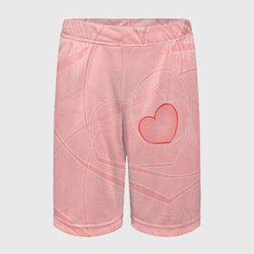 Детские спортивные шорты 3D с принтом Сердечко в Тюмени,  100% полиэстер
 | пояс оформлен широкой мягкой резинкой, ткань тянется
 | 8 | валентин | волны | девочке | девушке | жене | интересная | линии | любимой | марта | прикольная. | розовая | сердечки | сердце