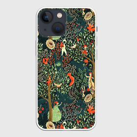 Чехол для iPhone 13 mini с принтом Abstraction Pattern в Тюмени,  |  | abstraction pattern | forest | fox | girl | абстракция | лес | лисы | паттерн | узор