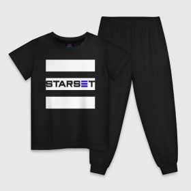 Детская пижама хлопок с принтом Starset logo в Тюмени, 100% хлопок |  брюки и футболка прямого кроя, без карманов, на брюках мягкая резинка на поясе и по низу штанин
 | Тематика изображения на принте: logo | rock | starset | лого | рок | старсет
