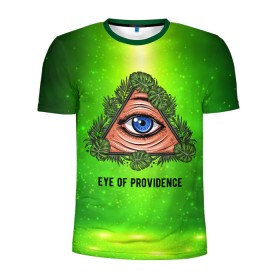 Мужская футболка 3D спортивная с принтом Всевидящее око в Тюмени, 100% полиэстер с улучшенными характеристиками | приталенный силуэт, круглая горловина, широкие плечи, сужается к линии бедра | всевидящее око | глаз | за тобой наблюдают | заговор | зрачок | креатив | листва | листья | масон | масоны | наблюдение | сговор | треугольник