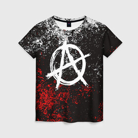 Женская футболка 3D с принтом АНАРХИЯ в Тюмени, 100% полиэфир ( синтетическое хлопкоподобное полотно) | прямой крой, круглый вырез горловины, длина до линии бедер | anarchy | riot | rock | анархия | бунт | знаки | музыка | панки | рок | символ