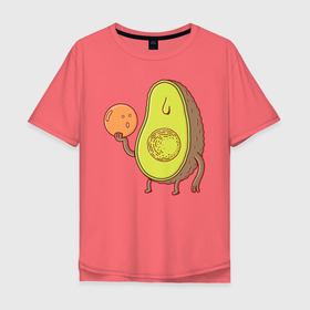 Мужская футболка хлопок Oversize с принтом Авокадо в Тюмени, 100% хлопок | свободный крой, круглый ворот, “спинка” длиннее передней части | avocado | vegan | vegetarian | авокадо | веган | вегетарианство
