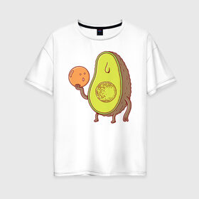 Женская футболка хлопок Oversize с принтом Авокадо в Тюмени, 100% хлопок | свободный крой, круглый ворот, спущенный рукав, длина до линии бедер
 | avocado | vegan | vegetarian | авокадо | веган | вегетарианство