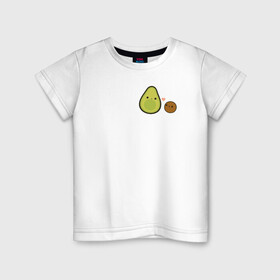 Детская футболка хлопок с принтом Авокадо в Тюмени, 100% хлопок | круглый вырез горловины, полуприлегающий силуэт, длина до линии бедер | avocado | vegan | vegetarian | авокадо | веган | вегетарианство