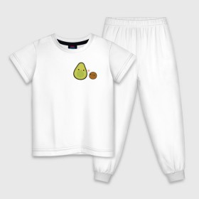 Детская пижама хлопок с принтом Авокадо в Тюмени, 100% хлопок |  брюки и футболка прямого кроя, без карманов, на брюках мягкая резинка на поясе и по низу штанин
 | Тематика изображения на принте: avocado | vegan | vegetarian | авокадо | веган | вегетарианство