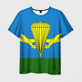 Мужская футболка 3D с принтом ВДВ в Тюмени, 100% полиэфир | прямой крой, круглый вырез горловины, длина до линии бедер | 23 февраля | вдв | защитник | мужик. | никто кроме нас | парашют | фонтан