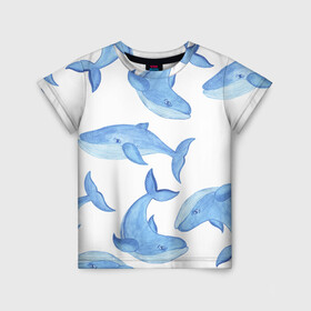 Детская футболка 3D с принтом Косяк китов в Тюмени, 100% гипоаллергенный полиэфир | прямой крой, круглый вырез горловины, длина до линии бедер, чуть спущенное плечо, ткань немного тянется | арт | карандашом | кит | киты | красками | море | моря | океан | океаны | под водой | рисунок
