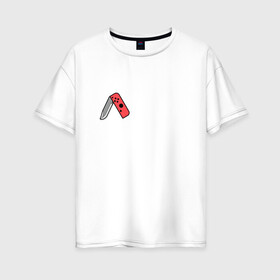 Женская футболка хлопок Oversize с принтом Nintendo knife в Тюмени, 100% хлопок | свободный крой, круглый ворот, спущенный рукав, длина до линии бедер
 | nintendo | nintendo switch | игра | игровая приставка | консоль | нинтендо свитч | нож | прикольная картинка