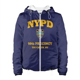 Женская куртка 3D с принтом Бруклин 9-9 департамент NYPD в Тюмени, ткань верха — 100% полиэстер, подклад — флис | прямой крой, подол и капюшон оформлены резинкой с фиксаторами, два кармана без застежек по бокам, один большой потайной карман на груди. Карман на груди застегивается на липучку | Тематика изображения на принте: 99 | brooklyn 99 | police | бруклин | бруклин 9 9 | девять девять | департамент | джейк | джеффордс | значок | логотип | нью йорк | перальта | сериал | терри | чарльз бойл