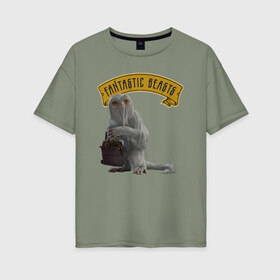 Женская футболка хлопок Oversize с принтом DEMIGUISE в Тюмени, 100% хлопок | свободный крой, круглый ворот, спущенный рукав, длина до линии бедер
 | fantastic beasts | jacob kowalski | newt scamander | niffler | queenie | tina | vdgerir