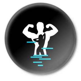 Значок с принтом титан в Тюмени,  металл | круглая форма, металлическая застежка в виде булавки | crossfit | sport | бодибилдинг | зал | мужчина | мускулы | мышцы | сила | спорт | фитнес