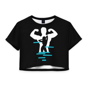 Женская футболка Crop-top 3D с принтом титан в Тюмени, 100% полиэстер | круглая горловина, длина футболки до линии талии, рукава с отворотами | crossfit | sport | бодибилдинг | зал | мужчина | мускулы | мышцы | сила | спорт | фитнес